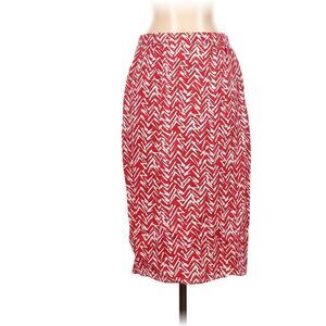 Raul Blanca Red Geometric Print Slit Midi Skirt Size 4 Small